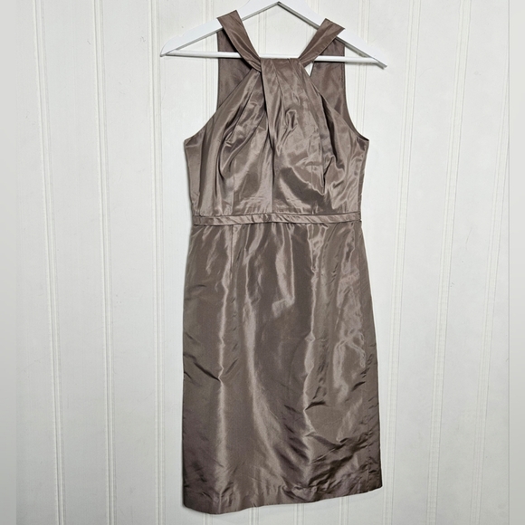 J. Crew 100% Silk Dress Womens Size 4 Gracie Fawn Halter Taffeta Formal - Picture 2 of 14